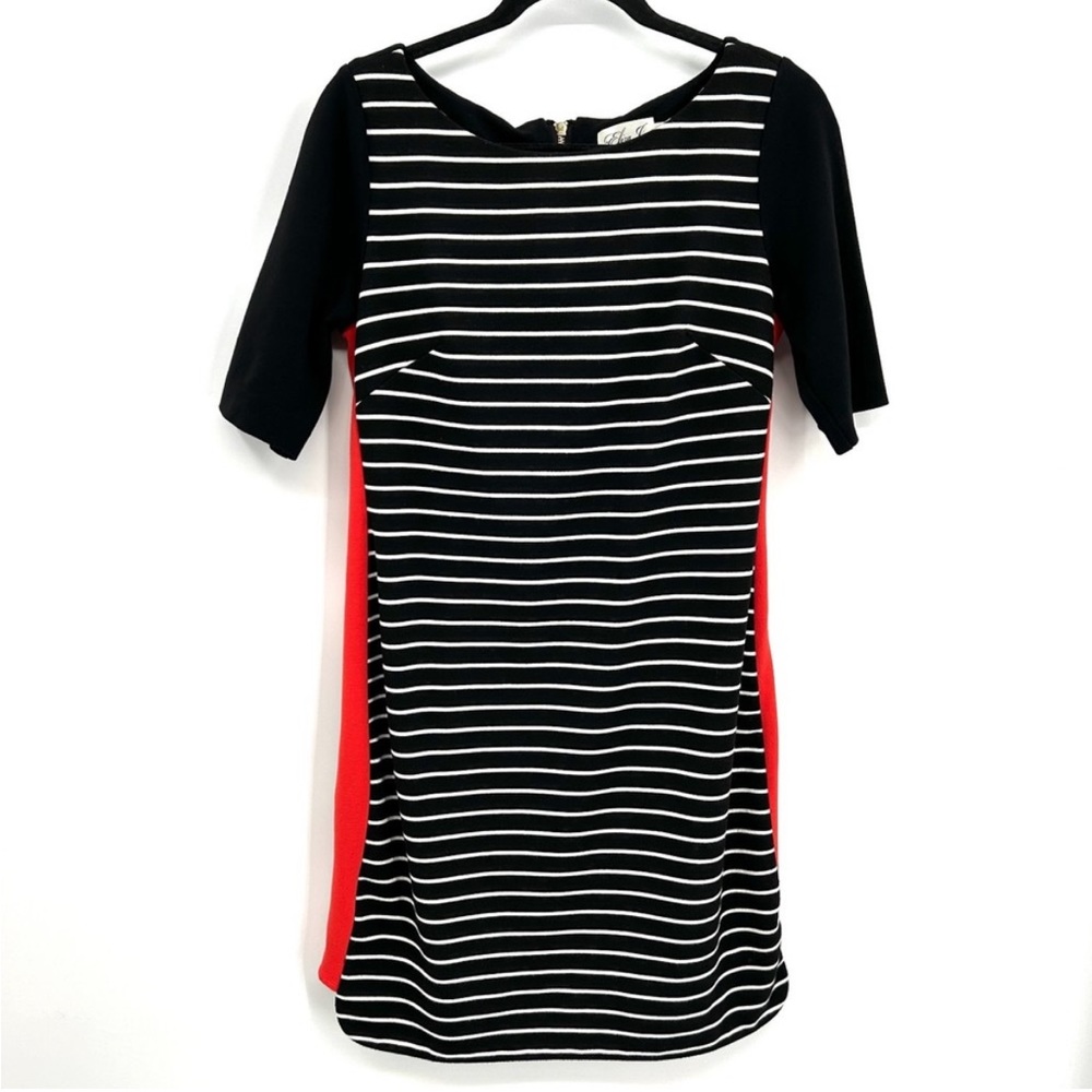 Eliza J Black-White Striped Sheath Dress Size 2